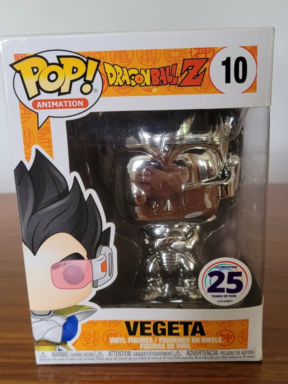 Funko Pop Dragon Ball Z Silver Chrome Vegeta #10 Funimation 25 Yrs